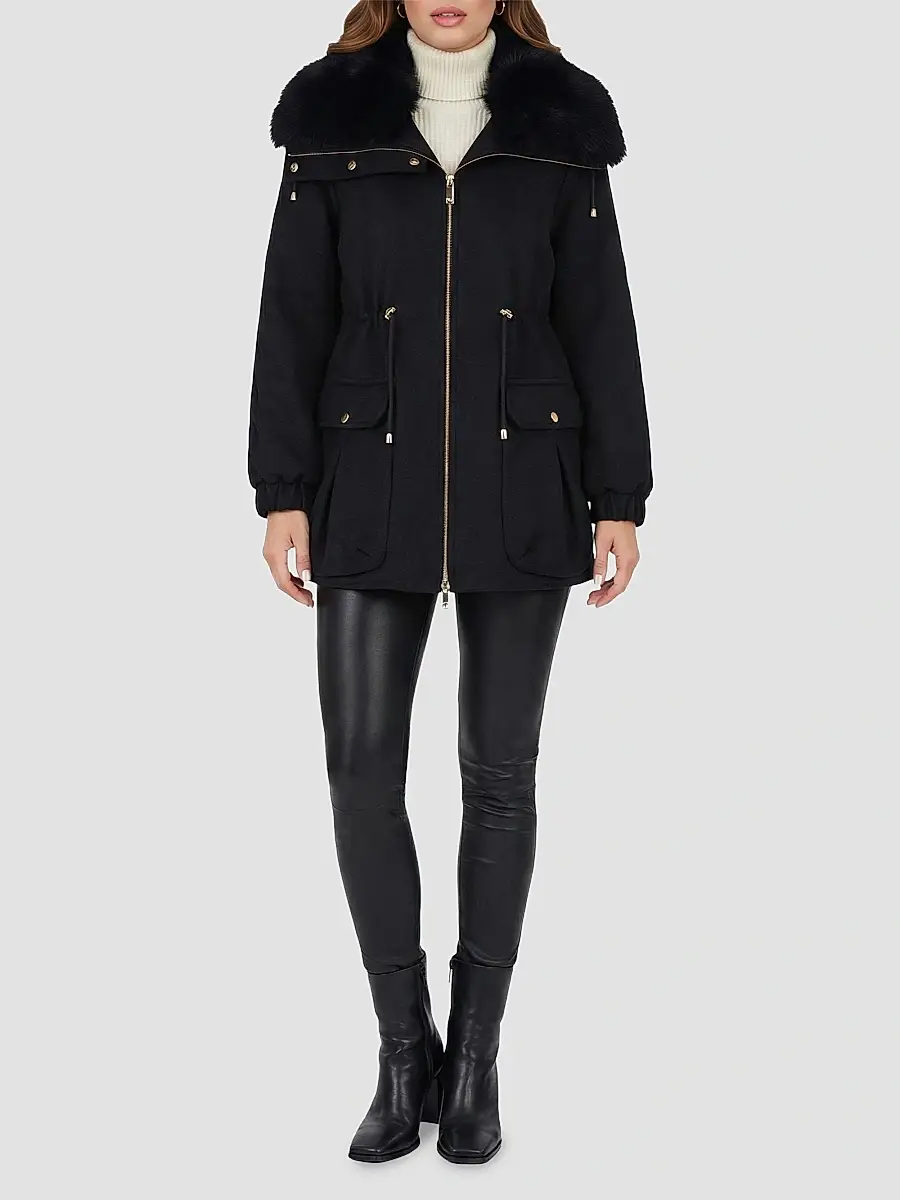 Gorski Women's Zip Coat with Detachable Lamb Collar | Thumbnail 2 Gorski Women's Zip Coat with Detachable Lamb Collar | Thumbnail 2
