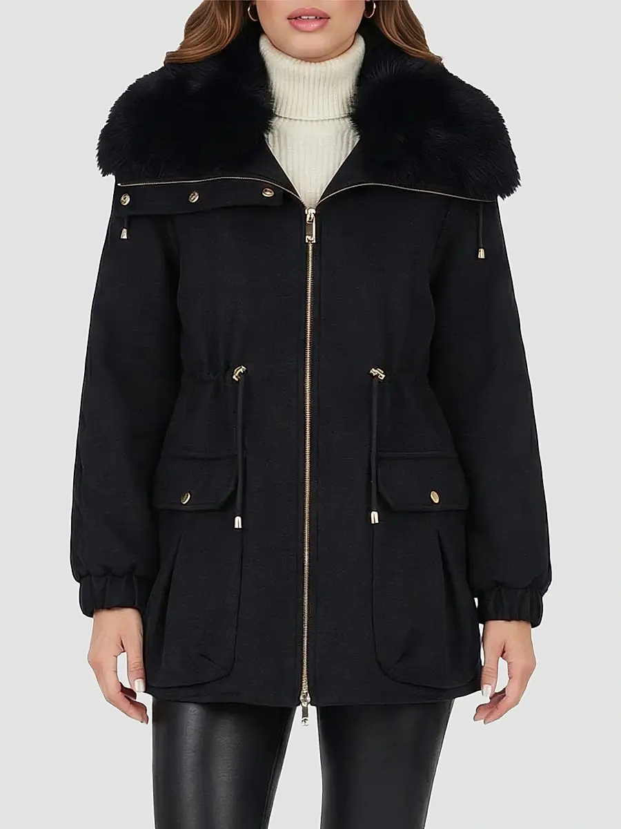 Gorski Women's Zip Coat with Detachable Lamb Collar | Thumbnail 3 Gorski Women's Zip Coat with Detachable Lamb Collar | Thumbnail 3