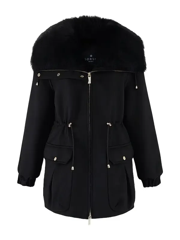 Gorski Women's Zip Coat with Detachable Lamb Collar