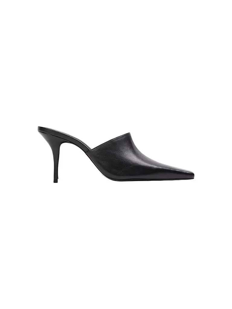 Black Suede Studio Women's Mesa 80MM Mules - Black Leather - Size 12 | Image 1 Black Suede Studio Women's Mesa 80MM Mules - Black Leather - Size 12 | Image 1