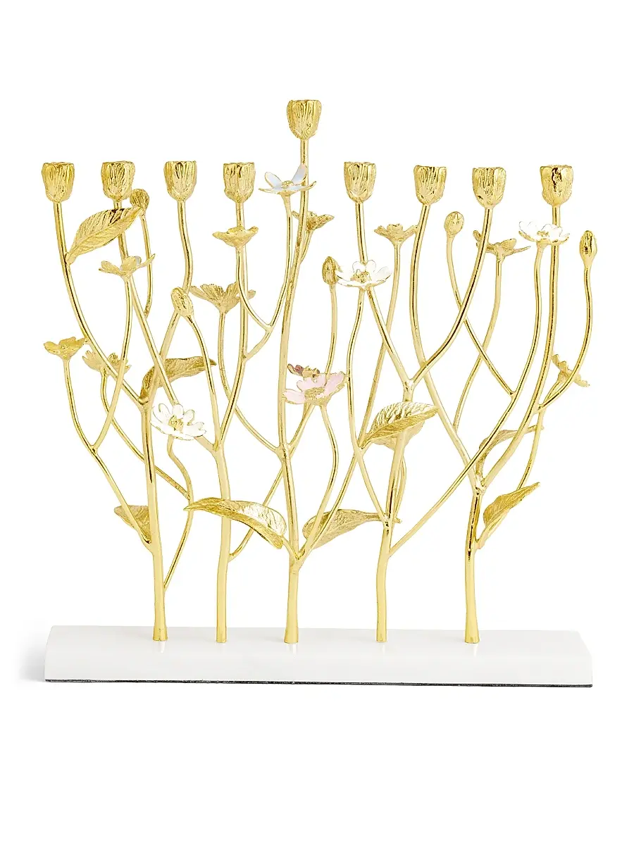 Michael Aram Wildflowers Brass & Marble Menorah | Thumbnail 2 Michael Aram Wildflowers Brass & Marble Menorah | Thumbnail 2