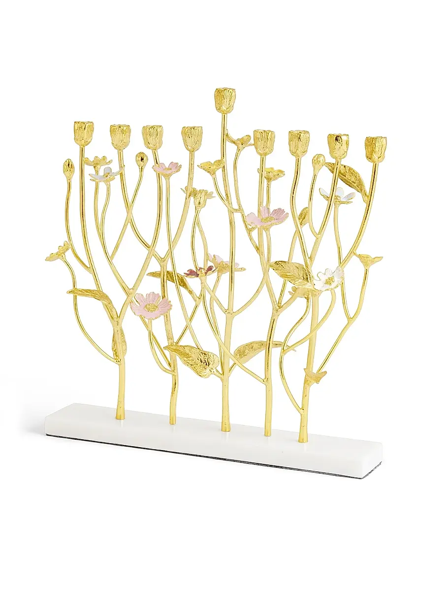 Michael Aram Wildflowers Brass & Marble Menorah | Thumbnail 3 Michael Aram Wildflowers Brass & Marble Menorah | Thumbnail 3