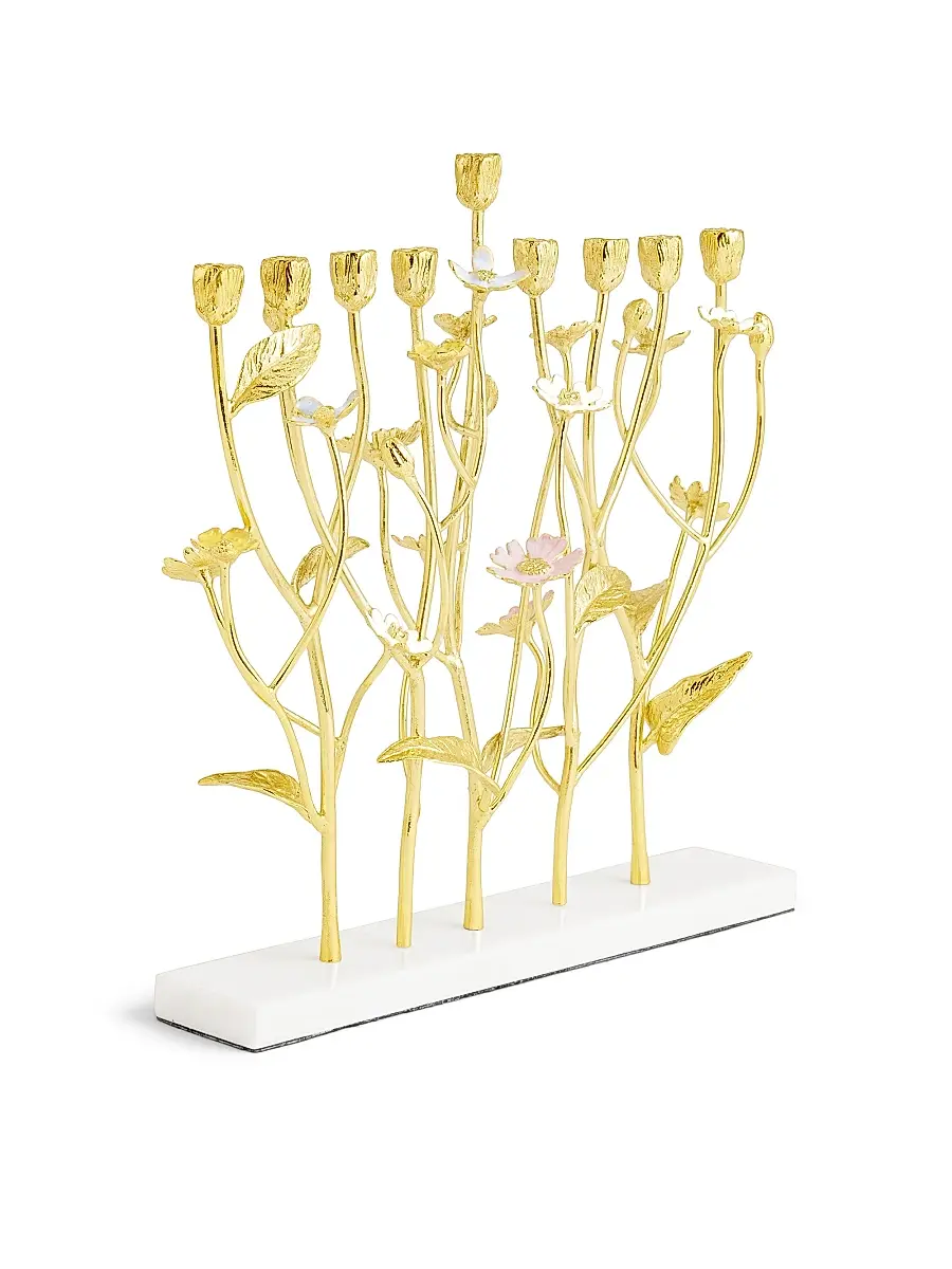Michael Aram Wildflowers Brass & Marble Menorah | Thumbnail 4 Michael Aram Wildflowers Brass & Marble Menorah | Thumbnail 4