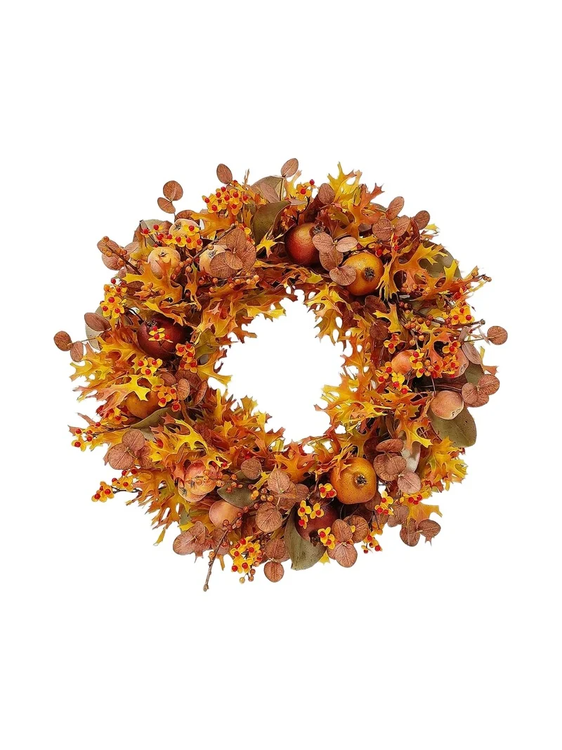 Winward Home Artificial Oak Leaf, Eucalyptus & Fruit Wreath