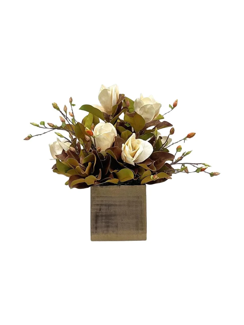 Winward Home Holiday Newness Faux Potted Tree Magnolia Arrangement