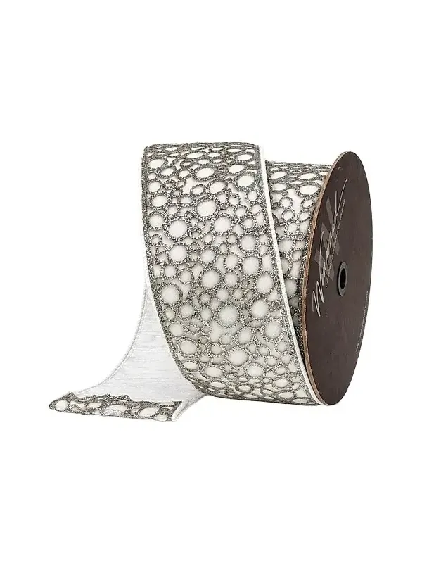 Winward Home White Velvet & Glitter Circle Ribbon