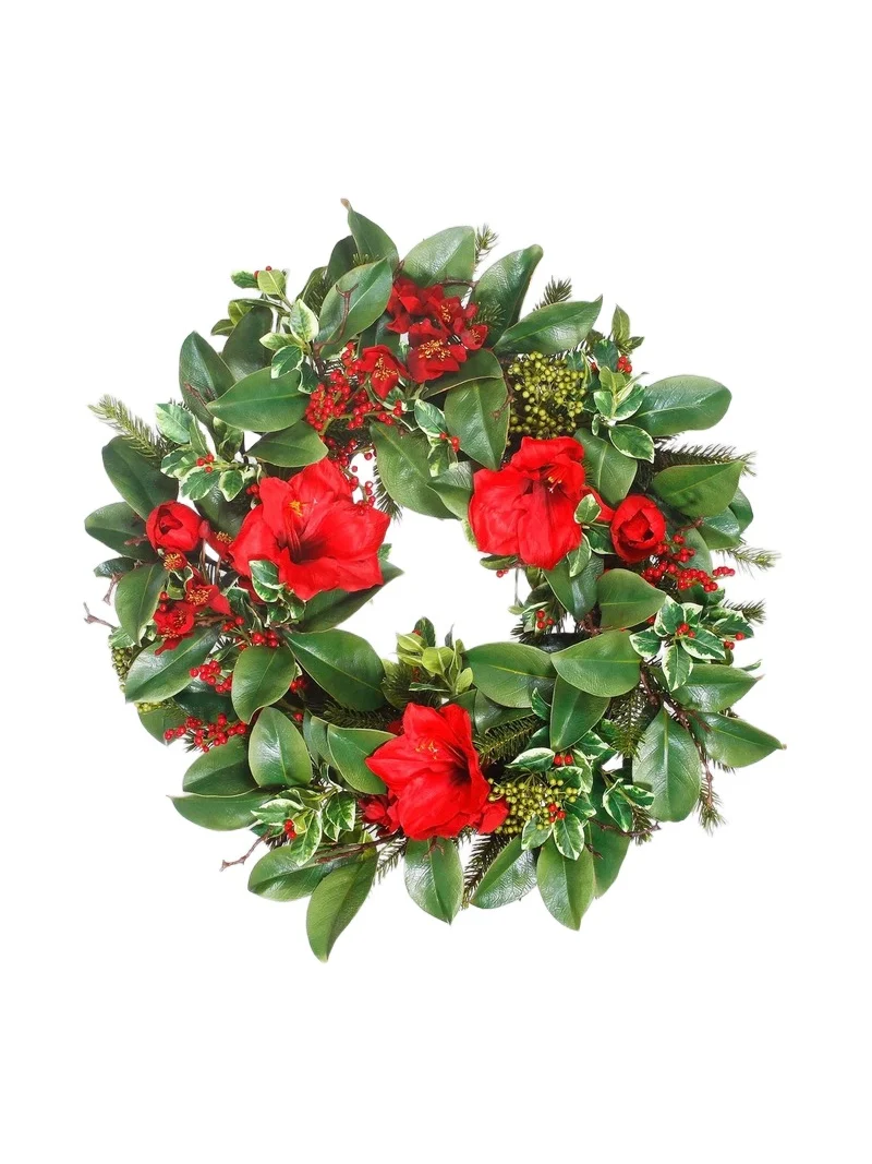 Winward Home Garden Amaryllis Faux Wreath