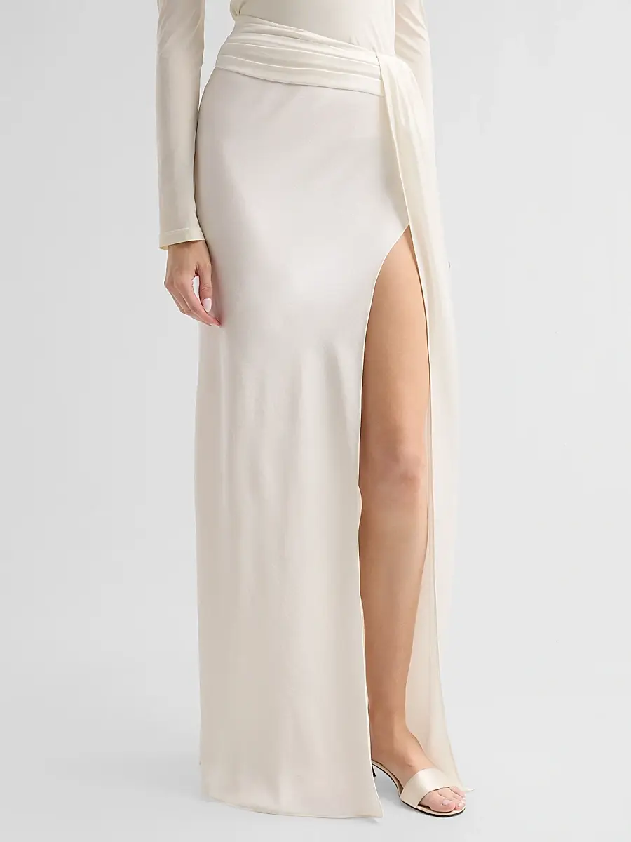 Lapointe Women's Lightweight Satin Asymmetric Maxi Skirt | Thumbnail 4 Lapointe Women's Lightweight Satin Asymmetric Maxi Skirt | Thumbnail 4