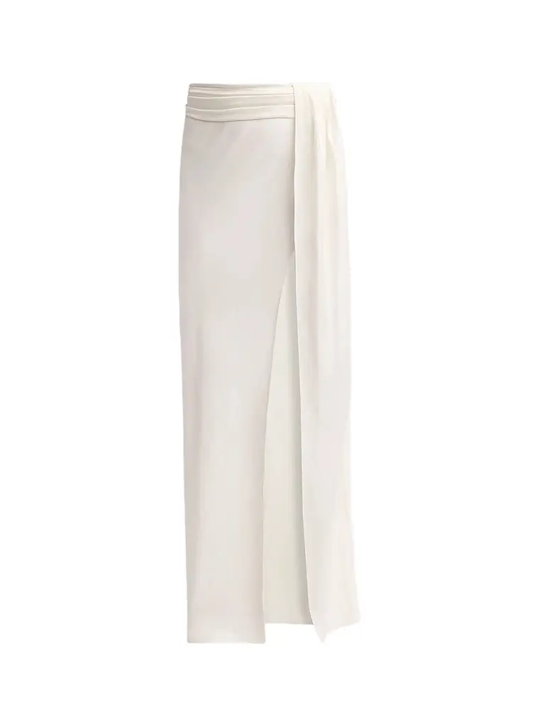 Lapointe Women's Lightweight Satin Asymmetric Maxi Skirt
