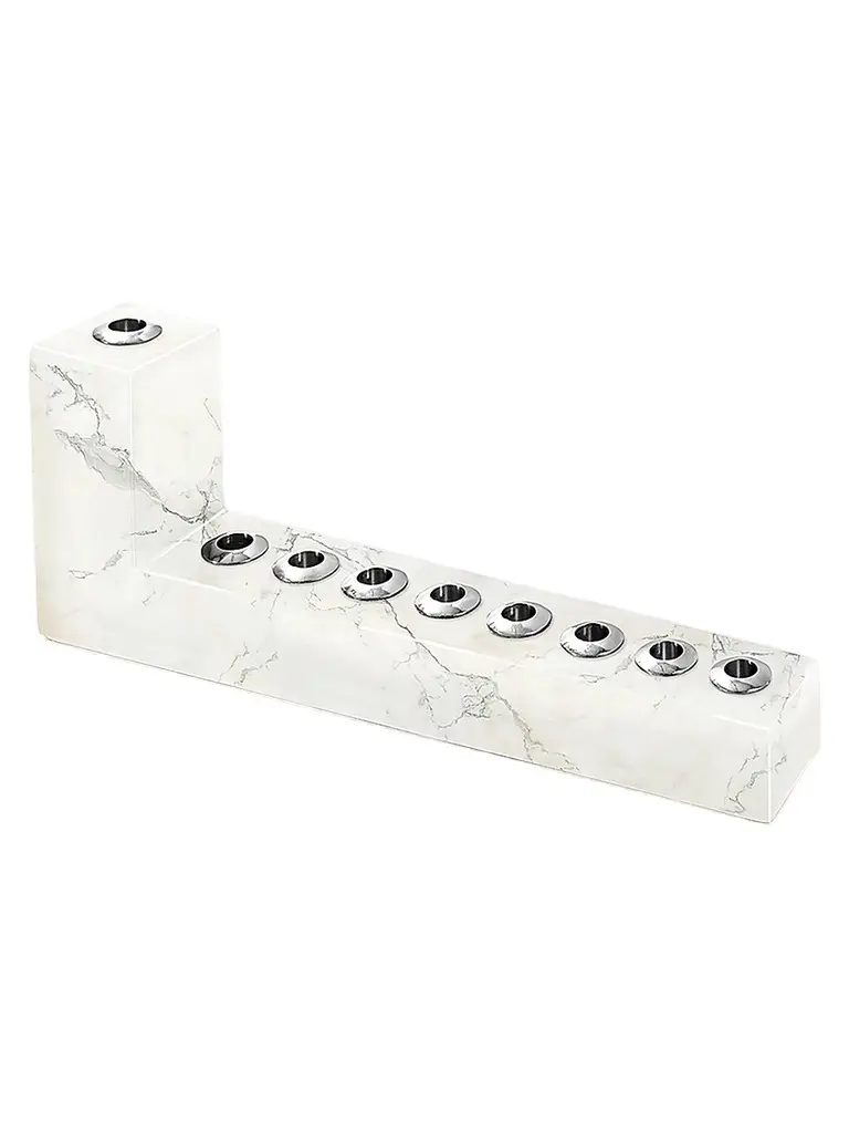 Anna New York Brillante Marble & Stainless Steel Menorah | Image 1 Anna New York Brillante Marble & Stainless Steel Menorah | Image 1
