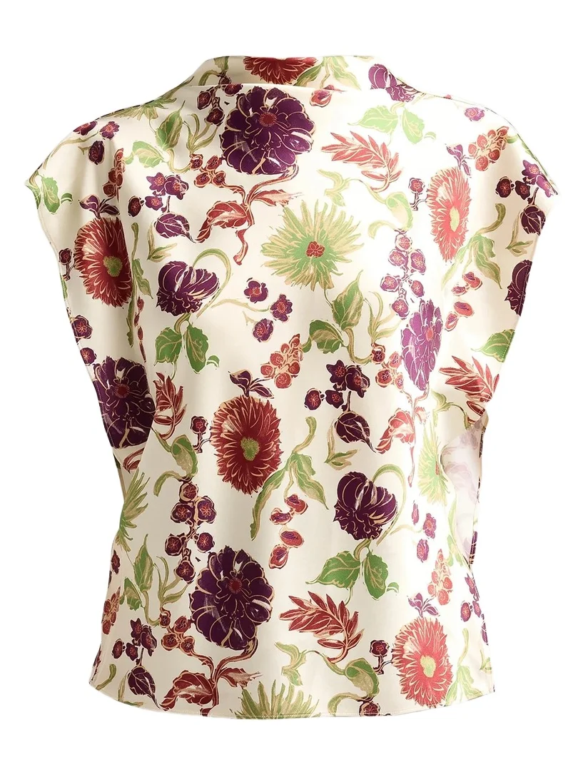 Women's Adrien Floral Satin Flutter-Sleeve Top Women's Adrien Floral Satin Flutter-Sleeve Top