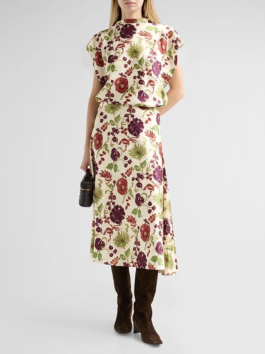 TANYA TAYLOR Women's Beth Floral A-Line Midi Skirt | Thumbnail 2