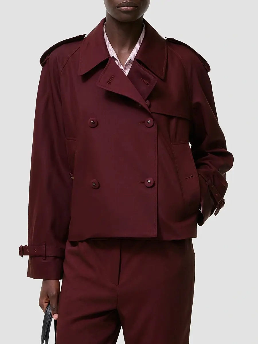 Burberry Women's Mayfair Wool Cropped Trench Jacket | Thumbnail 2