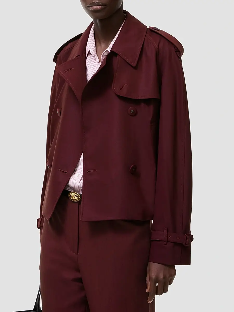 Burberry Women's Mayfair Wool Cropped Trench Jacket | Thumbnail 4