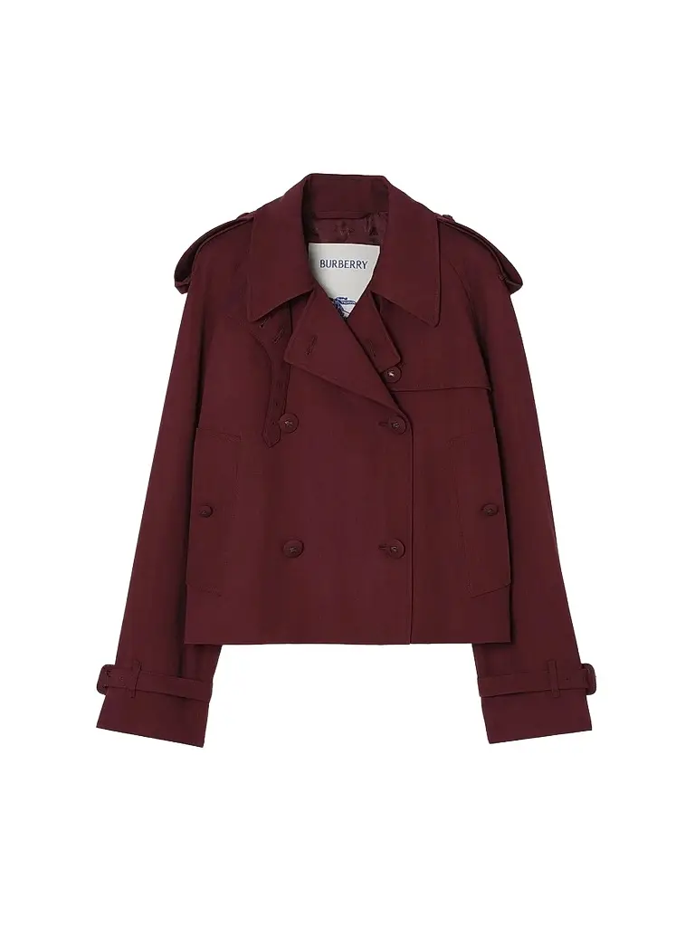 Burberry Women's Mayfair Wool Cropped Trench Jacket - Vineyard Red | Image 1 Burberry Women's Mayfair Wool Cropped Trench Jacket - Vineyard Red | Image 1