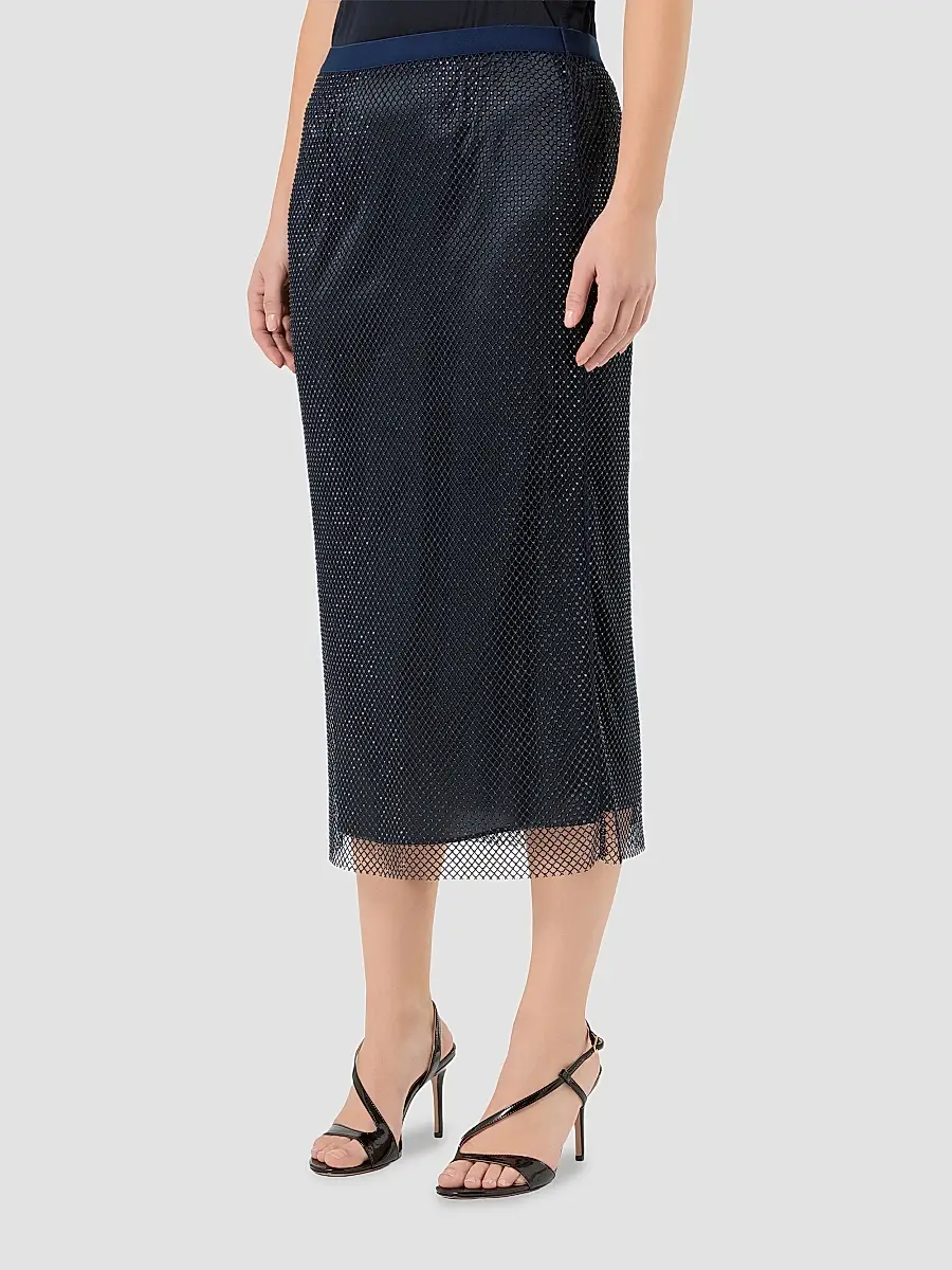Marina Rinaldi Women's Rhinestone Adorned Mesh Jersey Skirt | Thumbnail 3 Marina Rinaldi Women's Rhinestone Adorned Mesh Jersey Skirt | Thumbnail 3