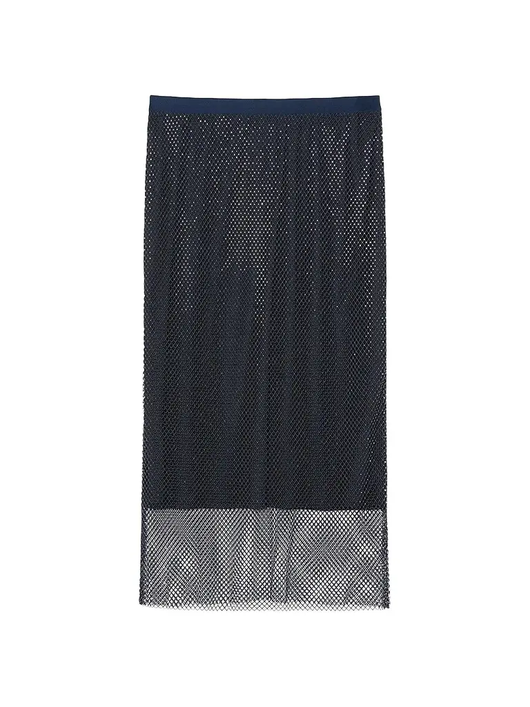 Marina Rinaldi Women's Rhinestone Adorned Mesh Jersey Skirt - Midnight Blue | Image 1 Marina Rinaldi Women's Rhinestone Adorned Mesh Jersey Skirt - Midnight Blue | Image 1