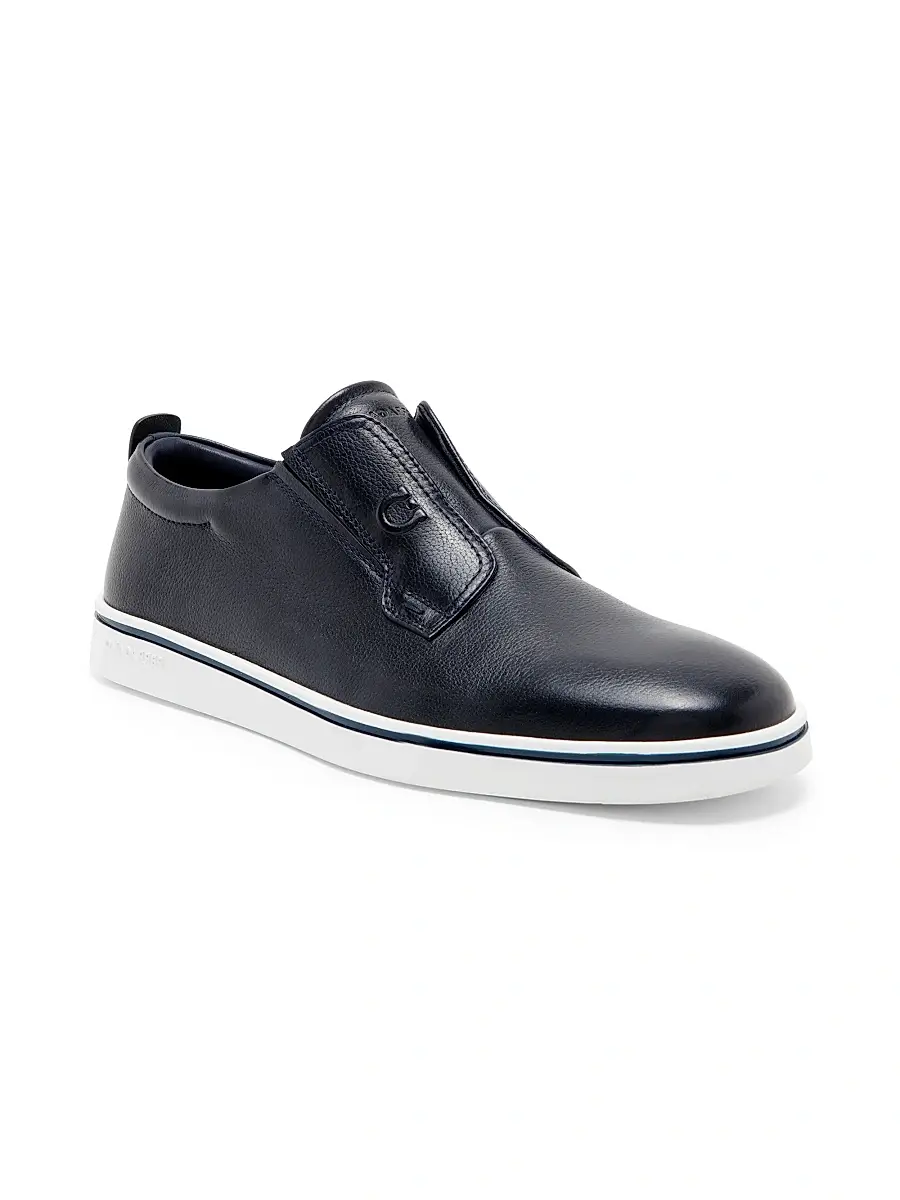 Ferragamo Men's Alfievit Leather Slip-On Sneakers | Thumbnail 2