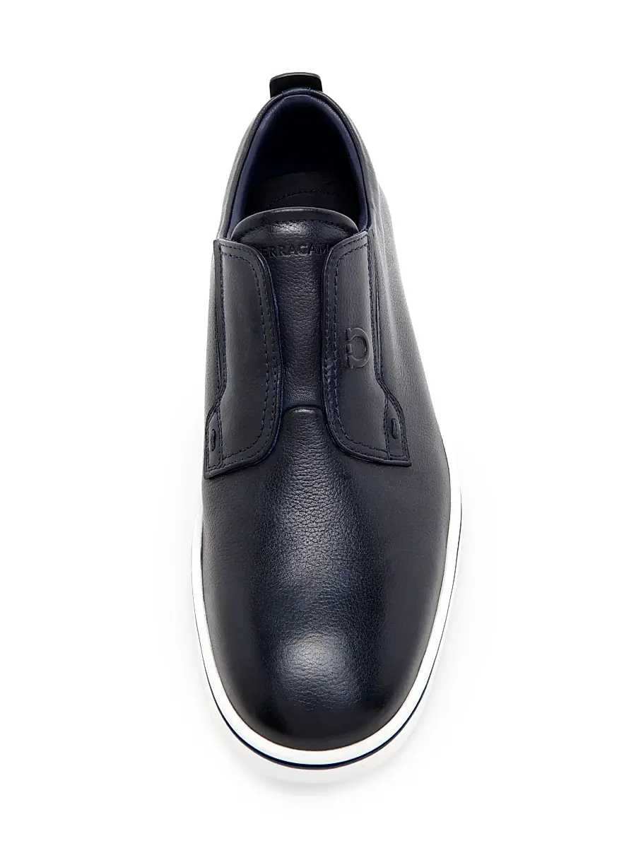 Ferragamo Men's Alfievit Leather Slip-On Sneakers | Thumbnail 4