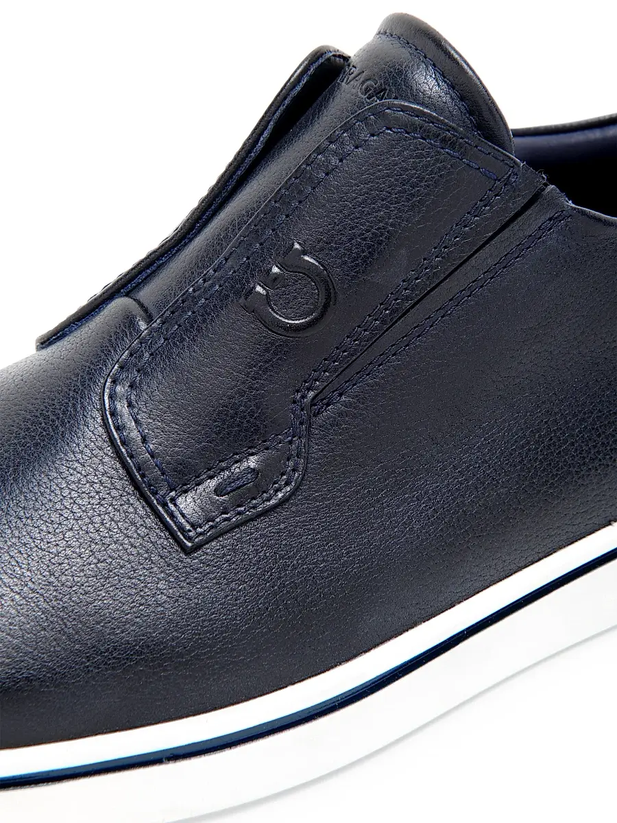 Ferragamo Men's Alfievit Leather Slip-On Sneakers | Thumbnail 5