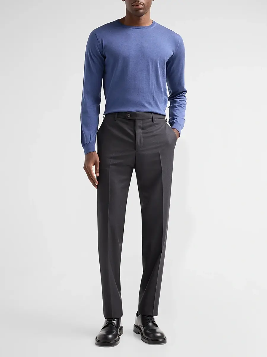 Giorgio Armani Men's Silk-Cotton Crewneck Sweater | Thumbnail 2 Giorgio Armani Men's Silk-Cotton Crewneck Sweater | Thumbnail 2