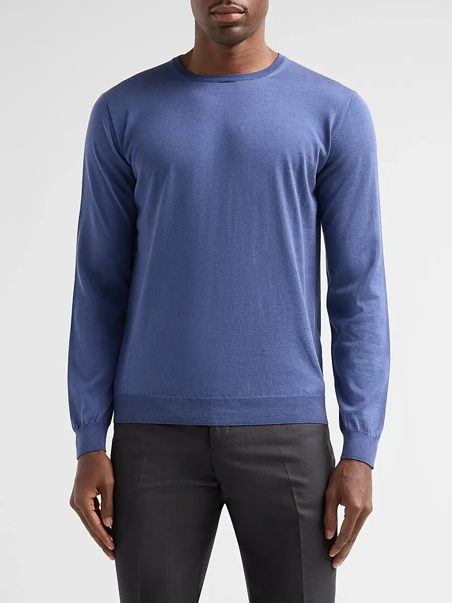Giorgio Armani Men's Silk-Cotton Crewneck Sweater | Thumbnail 4 Giorgio Armani Men's Silk-Cotton Crewneck Sweater | Thumbnail 4