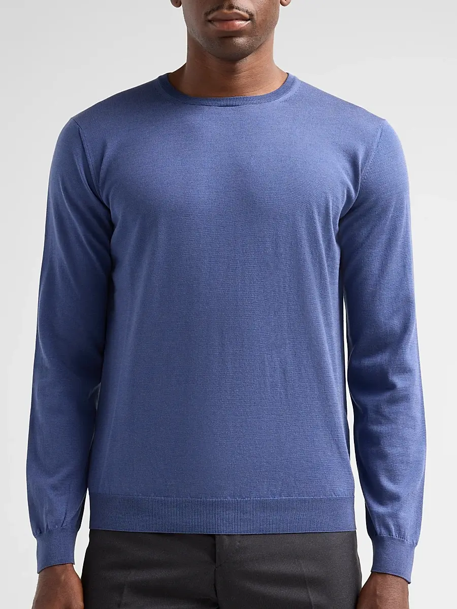 Giorgio Armani Men's Silk-Cotton Crewneck Sweater | Thumbnail 5 Giorgio Armani Men's Silk-Cotton Crewneck Sweater | Thumbnail 5