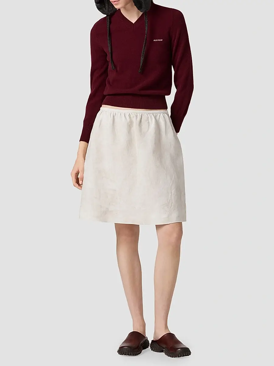 Miu Miu Women's V-Neck Wool Cardigan | Thumbnail 2