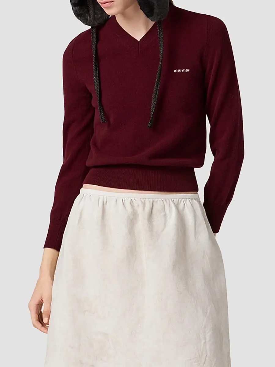 Miu Miu Women's V-Neck Wool Cardigan | Thumbnail 3