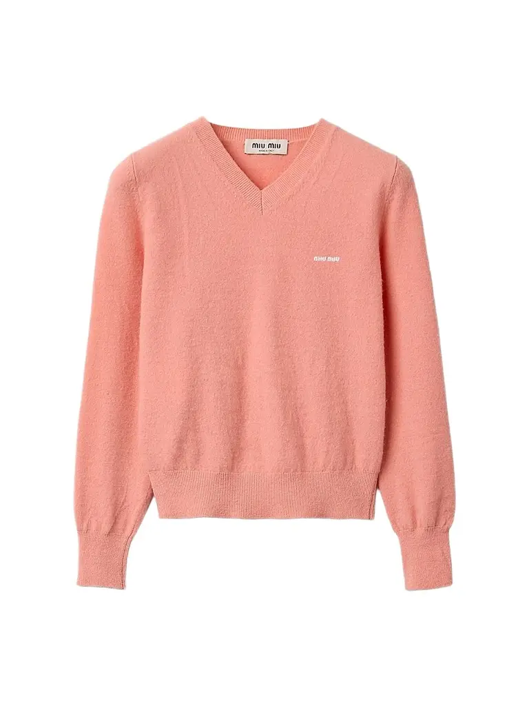 Miu Miu Women's V-Neck Wool Cardigan - Pink | Image 1 Miu Miu Women's V-Neck Wool Cardigan - Pink | Image 1