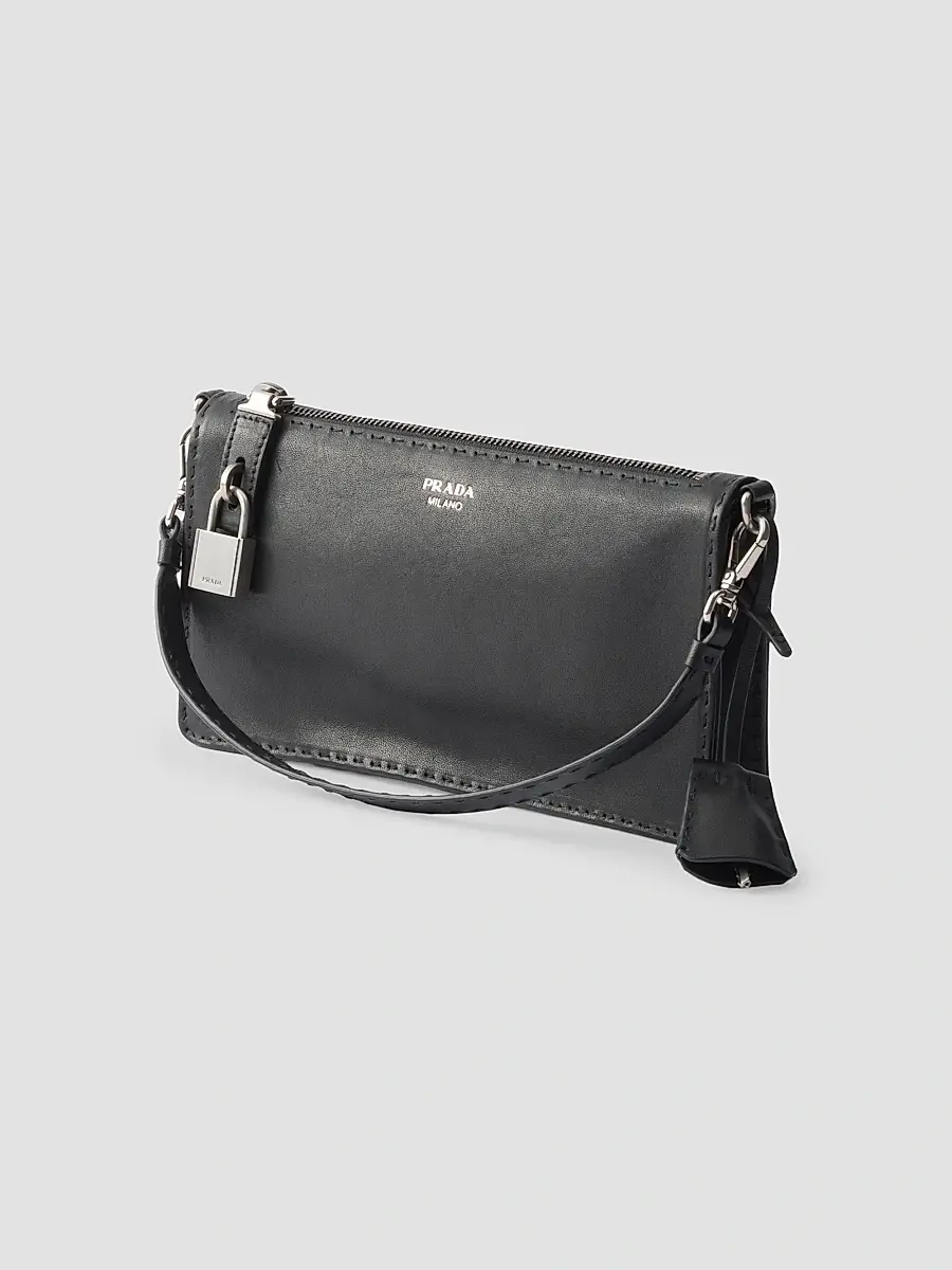Prada Men's Antiqued Leather Pouch | Thumbnail 3 Prada Men's Antiqued Leather Pouch | Thumbnail 3