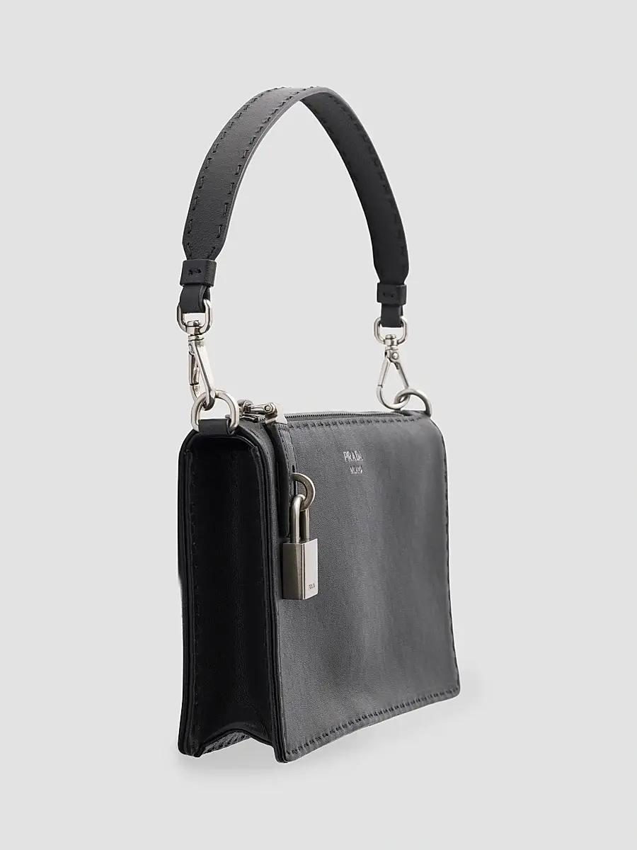 Prada Men's Antiqued Leather Pouch | Thumbnail 7 Prada Men's Antiqued Leather Pouch | Thumbnail 7