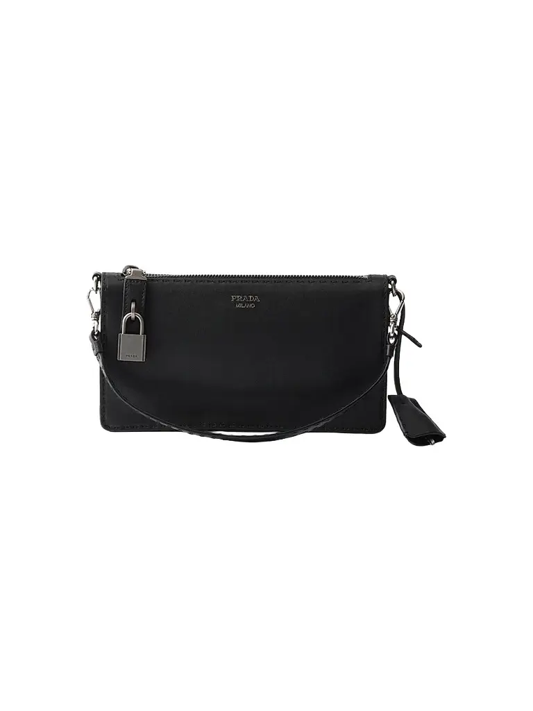 Prada Men's Antiqued Leather Pouch - Black | Image 1 Prada Men's Antiqued Leather Pouch - Black | Image 1