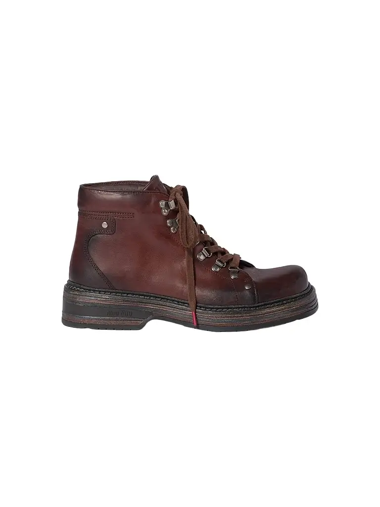 Miu Miu Women's Leather Booties - Dark Brown | Image 1 Miu Miu Women's Leather Booties - Dark Brown | Image 1