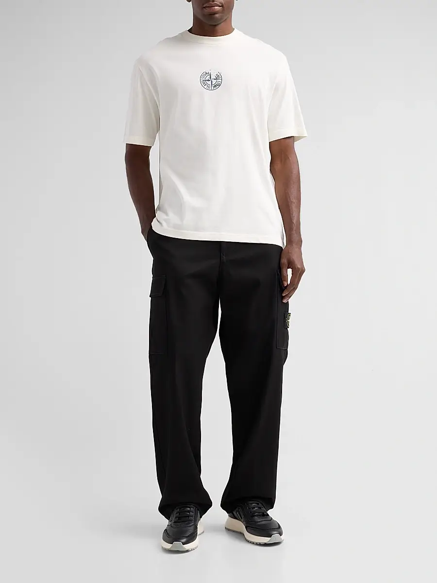 Stone Island Men's Logo Cotton Crewneck T-Shirt | Thumbnail 2 Stone Island Men's Logo Cotton Crewneck T-Shirt | Thumbnail 2