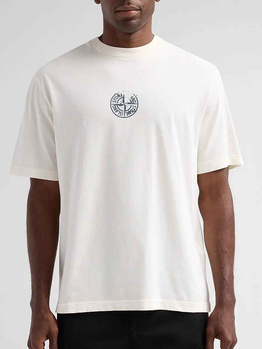 Stone Island Men's Logo Cotton Crewneck T-Shirt | Thumbnail 5 Stone Island Men's Logo Cotton Crewneck T-Shirt | Thumbnail 5