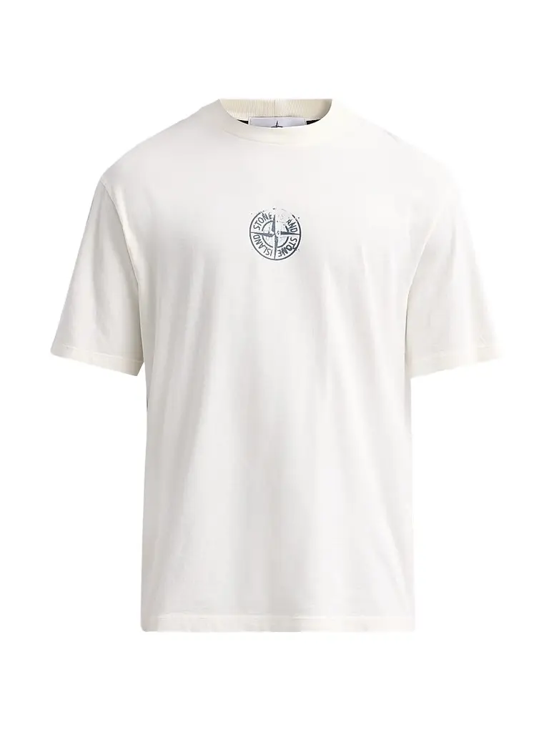 Stone Island Men's Logo Cotton Crewneck T-Shirt - | Image 1 Stone Island Men's Logo Cotton Crewneck T-Shirt - | Image 1