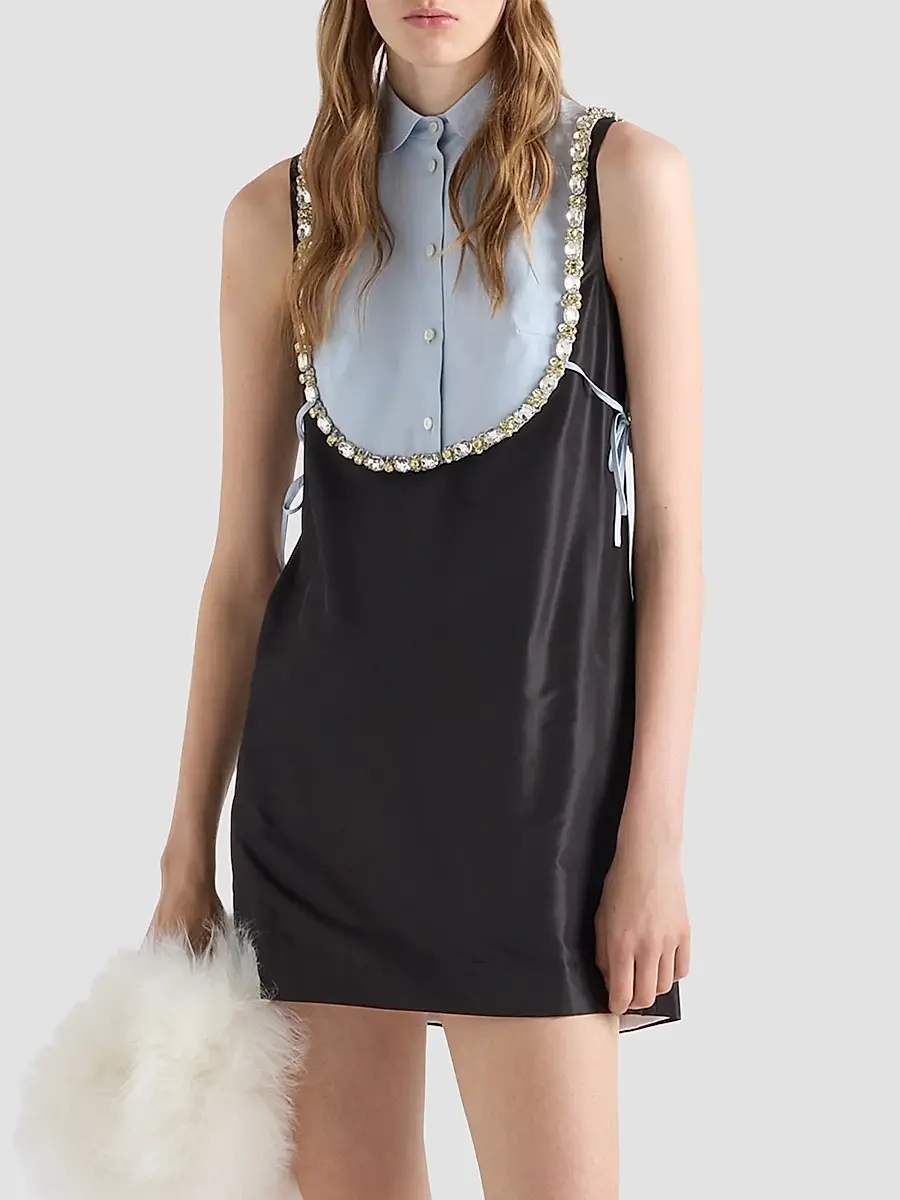 Prada Women's Embroidered Poplin Tie Vest | Thumbnail 3 Prada Women's Embroidered Poplin Tie Vest | Thumbnail 3