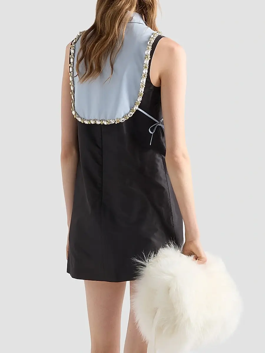Prada Women's Embroidered Poplin Tie Vest | Thumbnail 4 Prada Women's Embroidered Poplin Tie Vest | Thumbnail 4