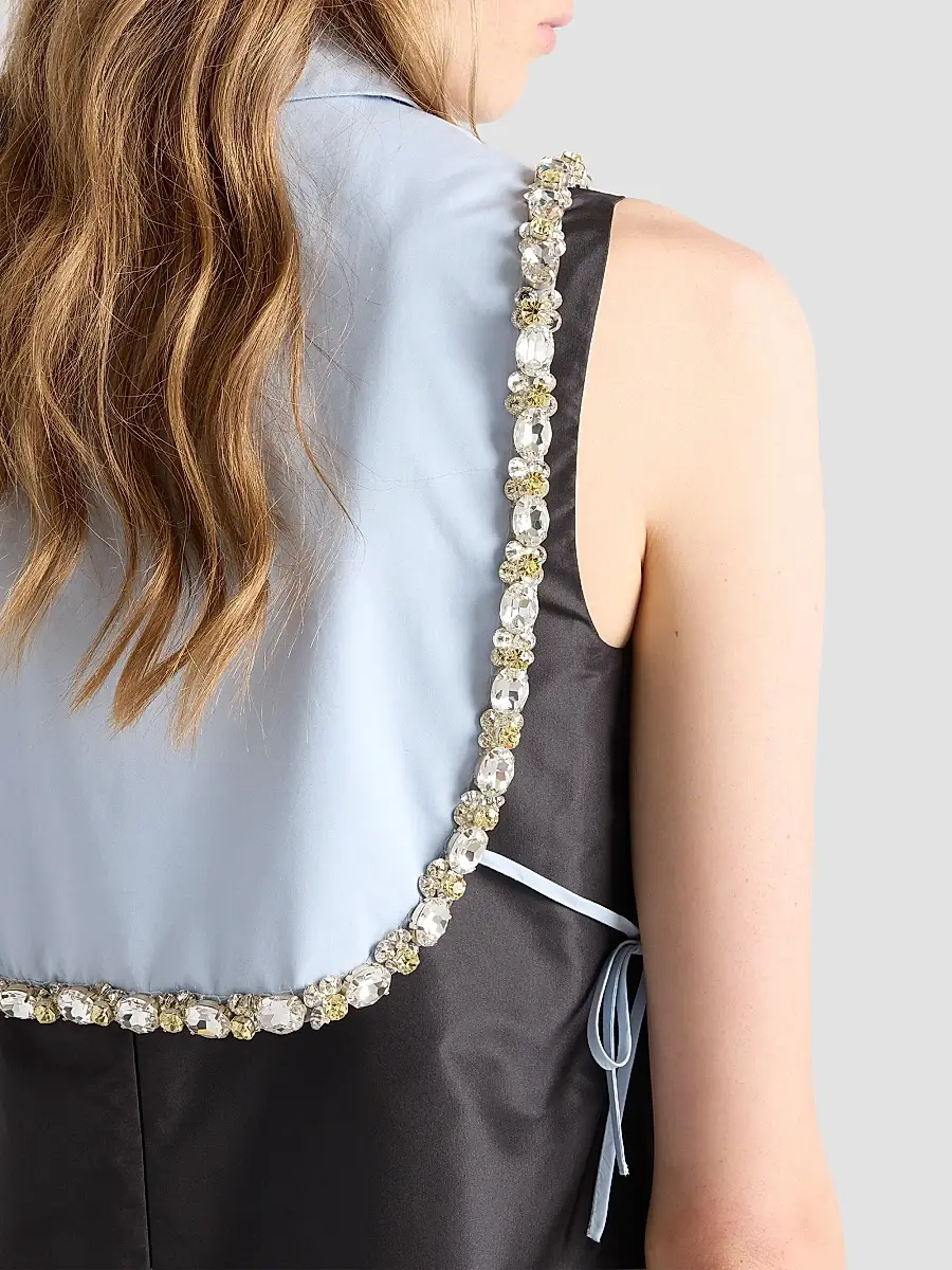 Prada Women's Embroidered Poplin Tie Vest | Thumbnail 6 Prada Women's Embroidered Poplin Tie Vest | Thumbnail 6