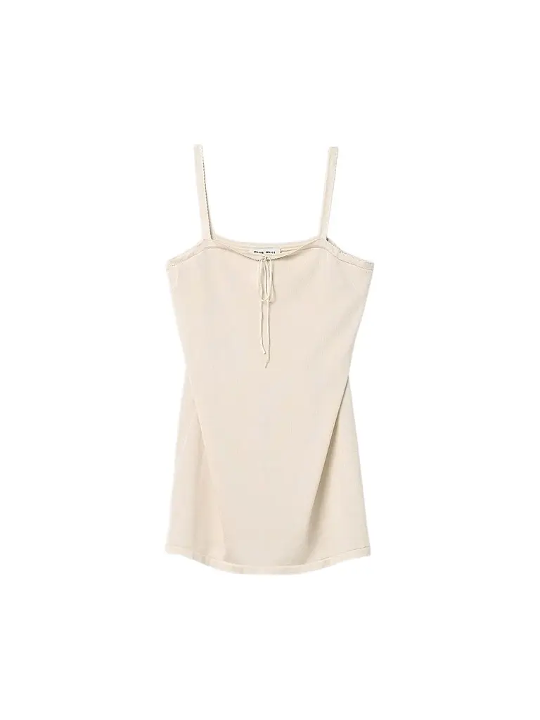 Miu Miu Women's Silk Mini-Dress - Beige | Image 1 Miu Miu Women's Silk Mini-Dress - Beige | Image 1
