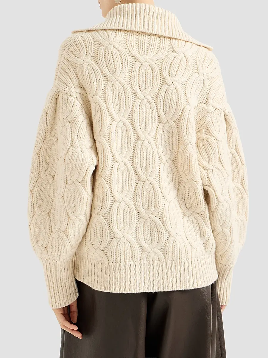 Brunello Cucinelli Women's Cashmere Feather Yarn Heritage Cable Cardigan | Thumbnail 4