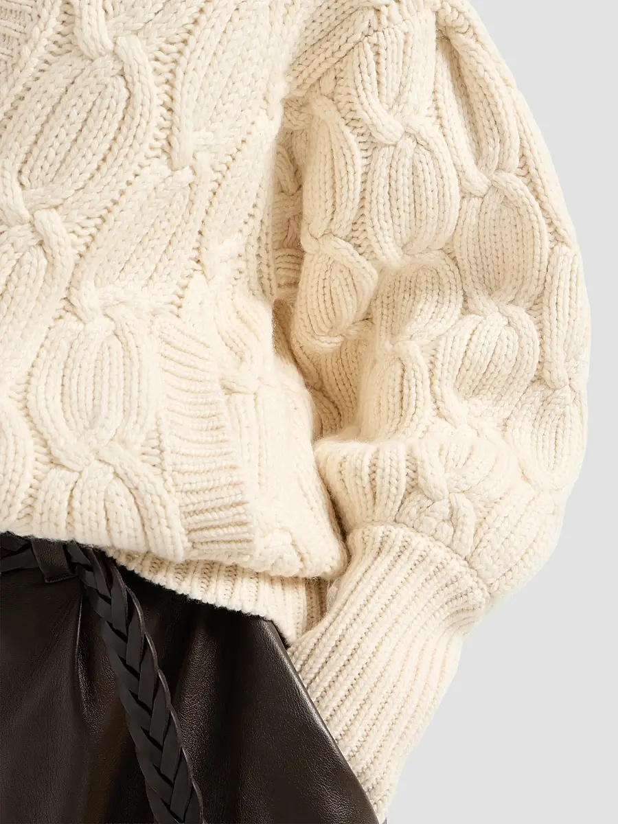 Brunello Cucinelli Women's Cashmere Feather Yarn Heritage Cable Cardigan | Thumbnail 6