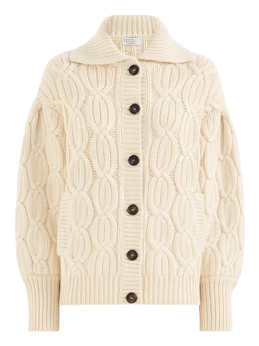 Women's Cashmere Feather Yarn Heritage Cable Cardigan Women's Cashmere Feather Yarn Heritage Cable Cardigan