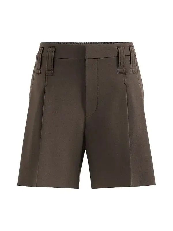 Women's Tropical Luxury Wool Formal Shorts with Monili - Coffee Women's Tropical Luxury Wool Formal Shorts with Monili - Coffee