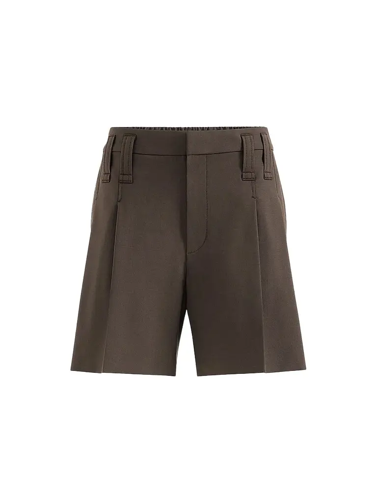 Brunello Cucinelli Women's Tropical Luxury Wool Formal Shorts with Monili - Coffee | Image 1 Brunello Cucinelli Women's Tropical Luxury Wool Formal Shorts with Monili - Coffee | Image 1