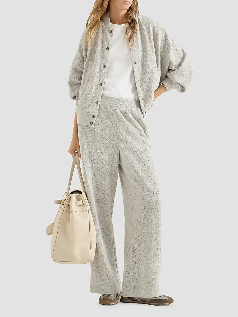 Brunello Cucinelli Women's Lace Flowers Jersey Sweatshirt In Sparkling Virgin Wool And Cashmere With Monili | Thumbnail 2