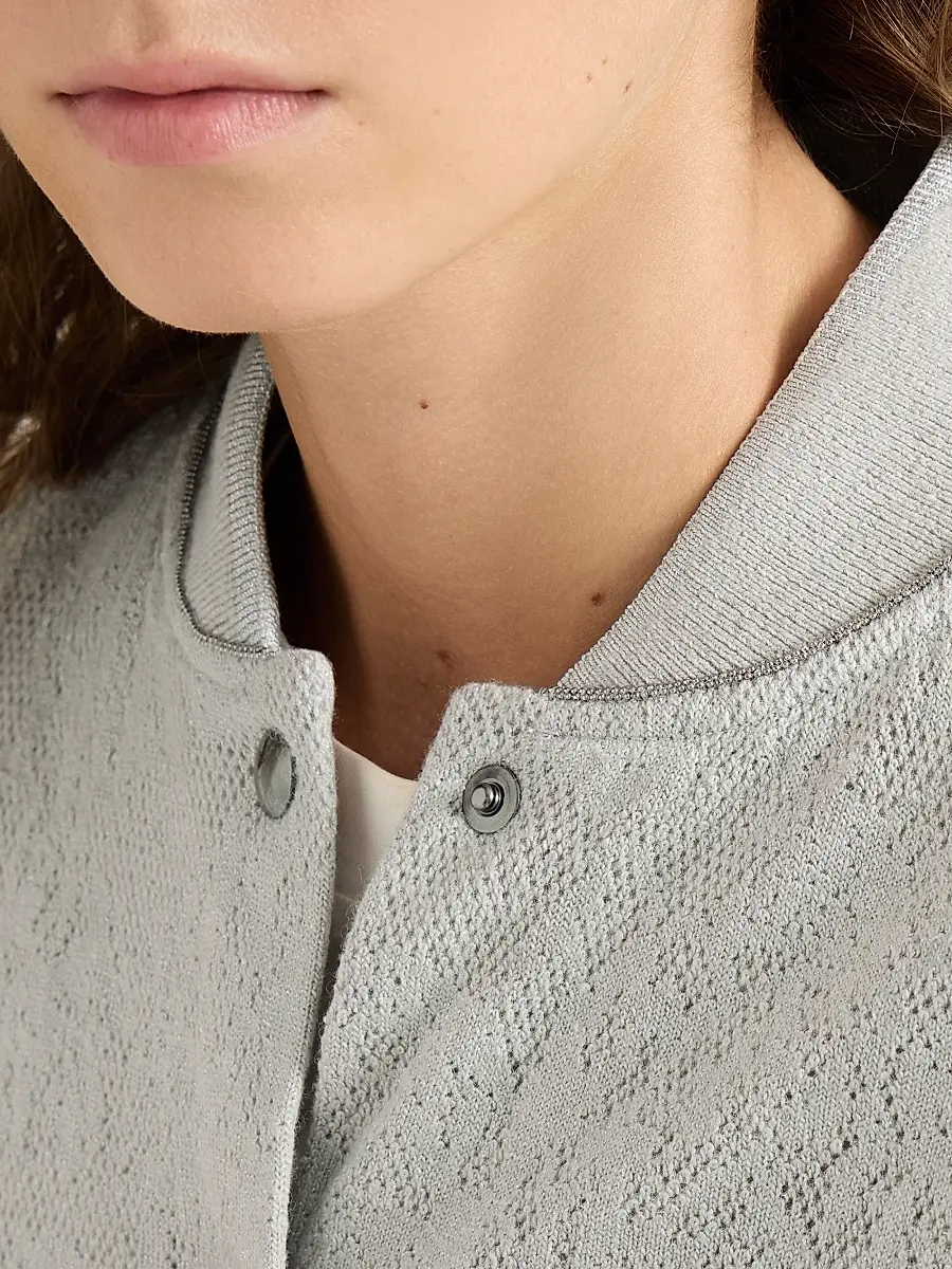Brunello Cucinelli Women's Lace Flowers Jersey Sweatshirt In Sparkling Virgin Wool And Cashmere With Monili | Thumbnail 6