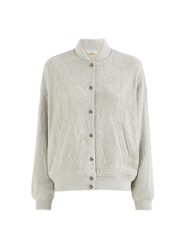Brunello Cucinelli Women's Lace Flowers Jersey Sweatshirt In Sparkling Virgin Wool And Cashmere With Monili
