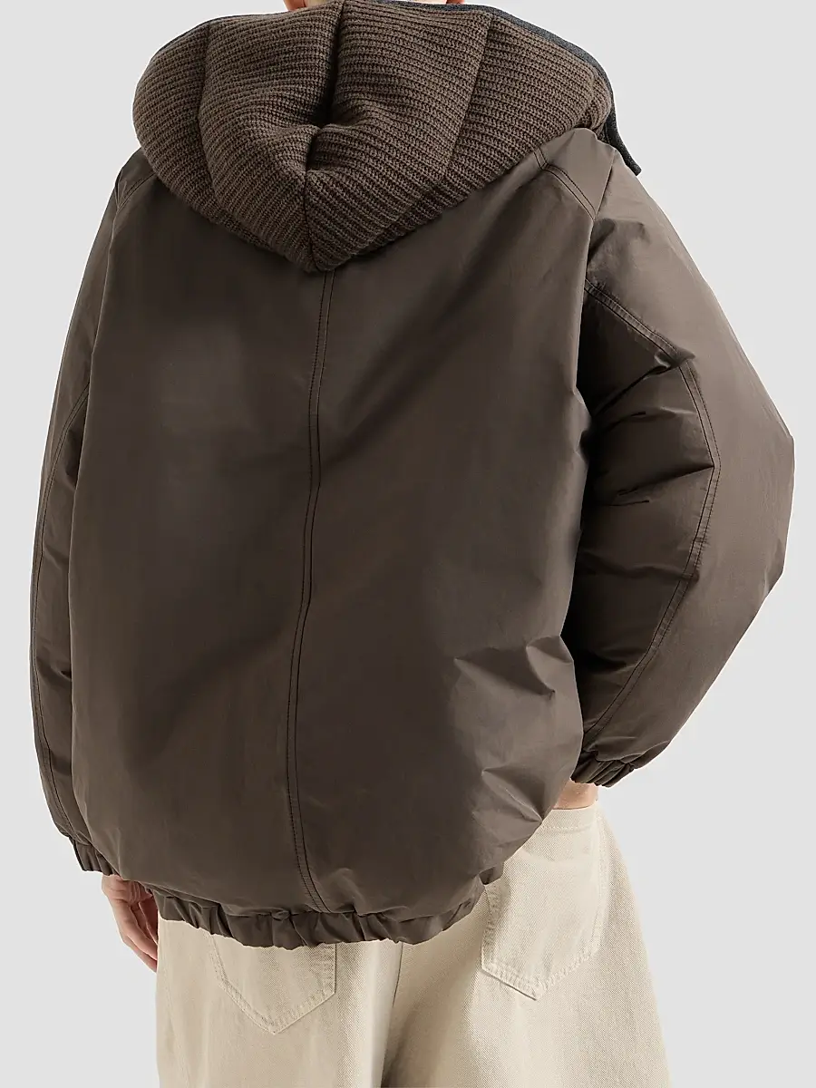 Brunello Cucinelli Women's Techno Cotton Taffeta Detachable Hood Outerwear Jacket | Thumbnail 4 Brunello Cucinelli Women's Techno Cotton Taffeta Detachable Hood Outerwear Jacket | Thumbnail 4